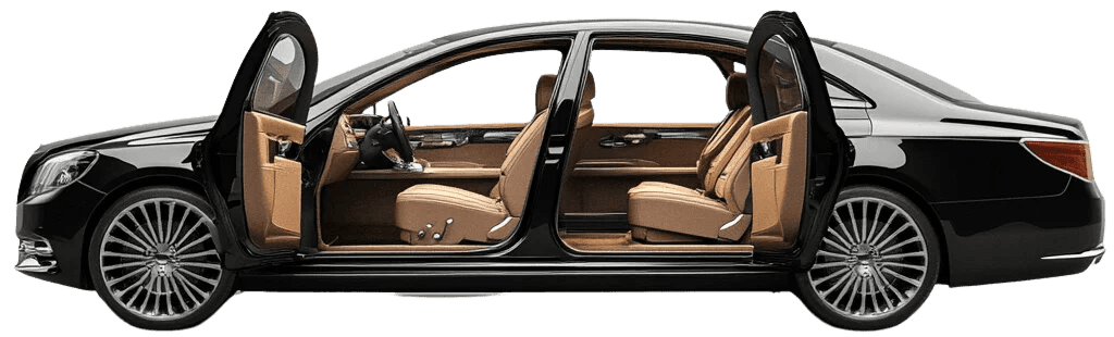 Black chauffeurs luxury sedan
